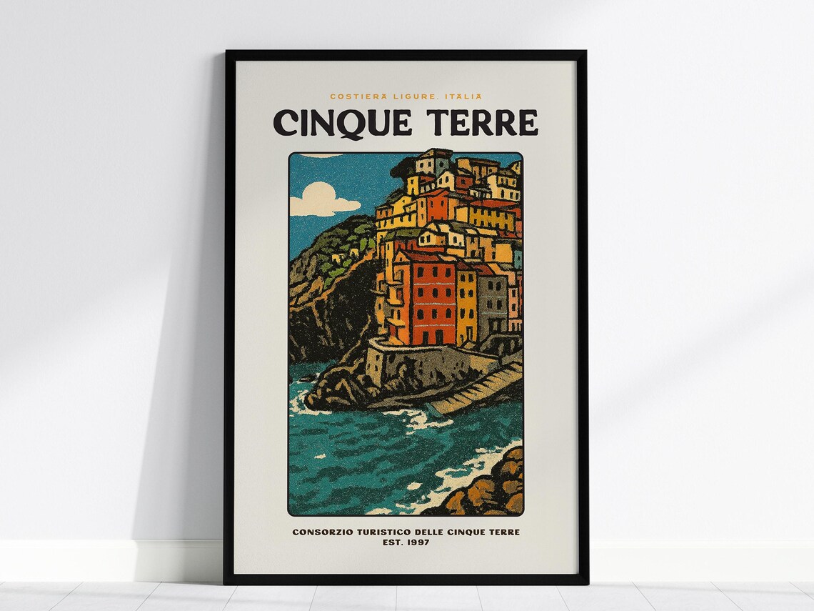 Cinque Terre Italy Italian Riviera Colorful Cliffside Village Poster