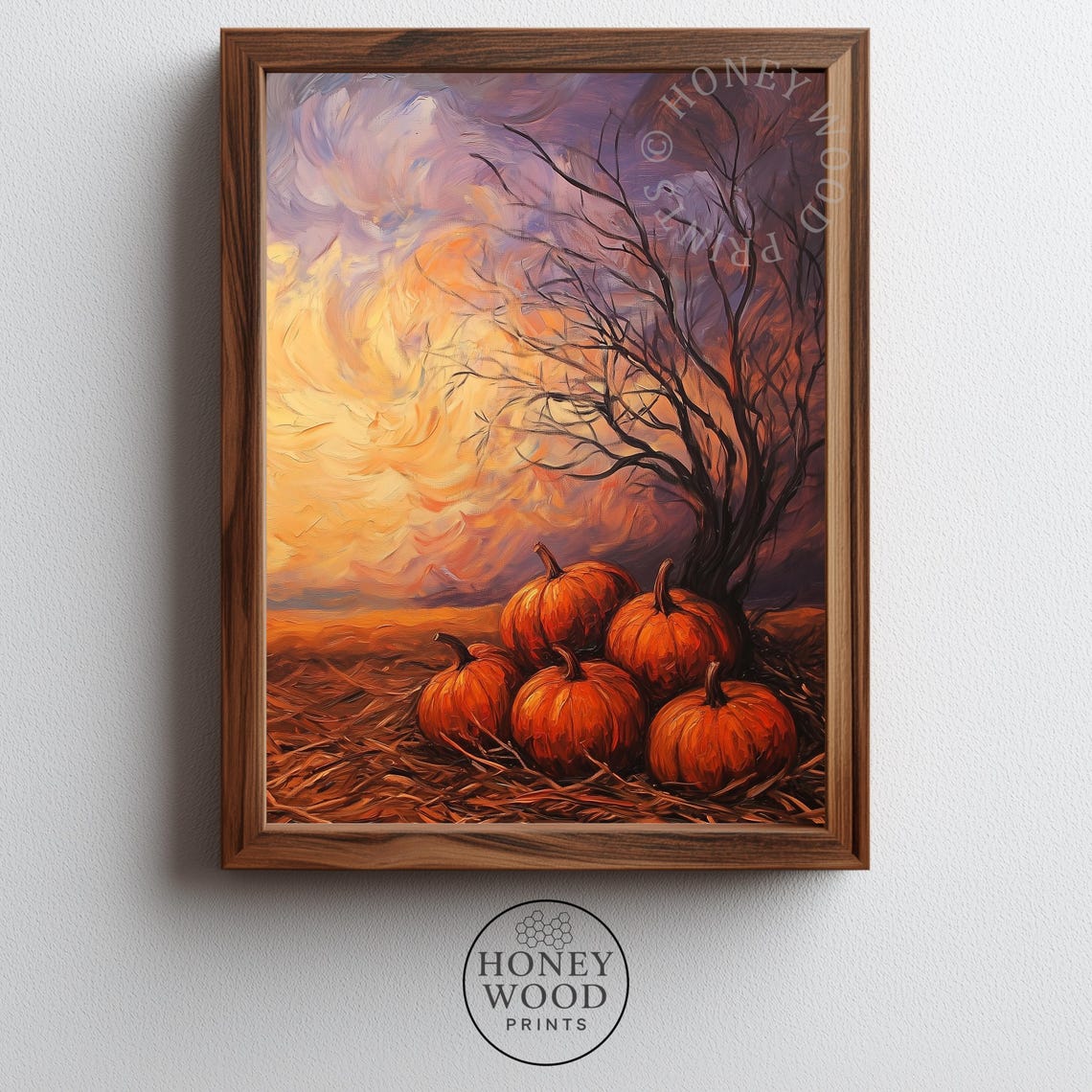 Rustic Pumpkin Cluster Painting Cozy Fall Wall Art Autumn Harvest Decor Thanksgiving 110