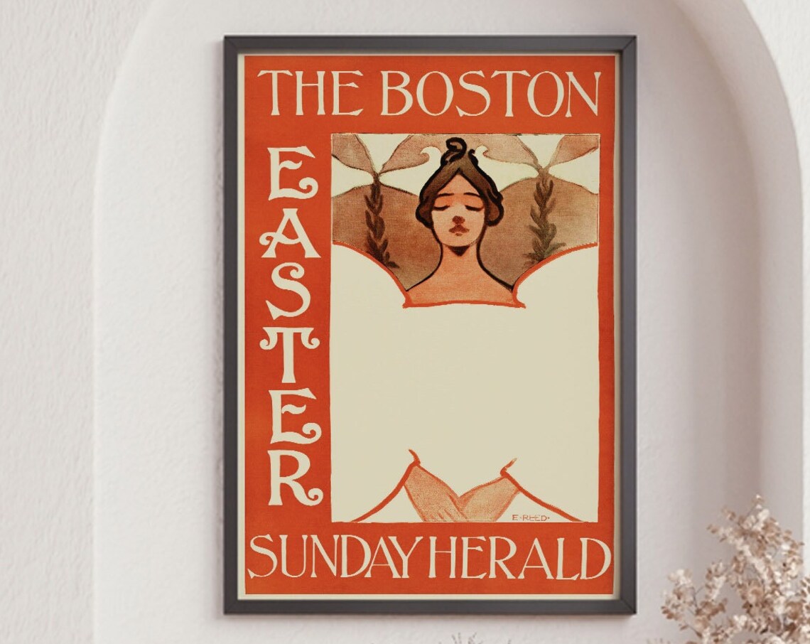 Ethel Reed Boston Easter Sunday Herald 1895 Vintage Advertising Poster