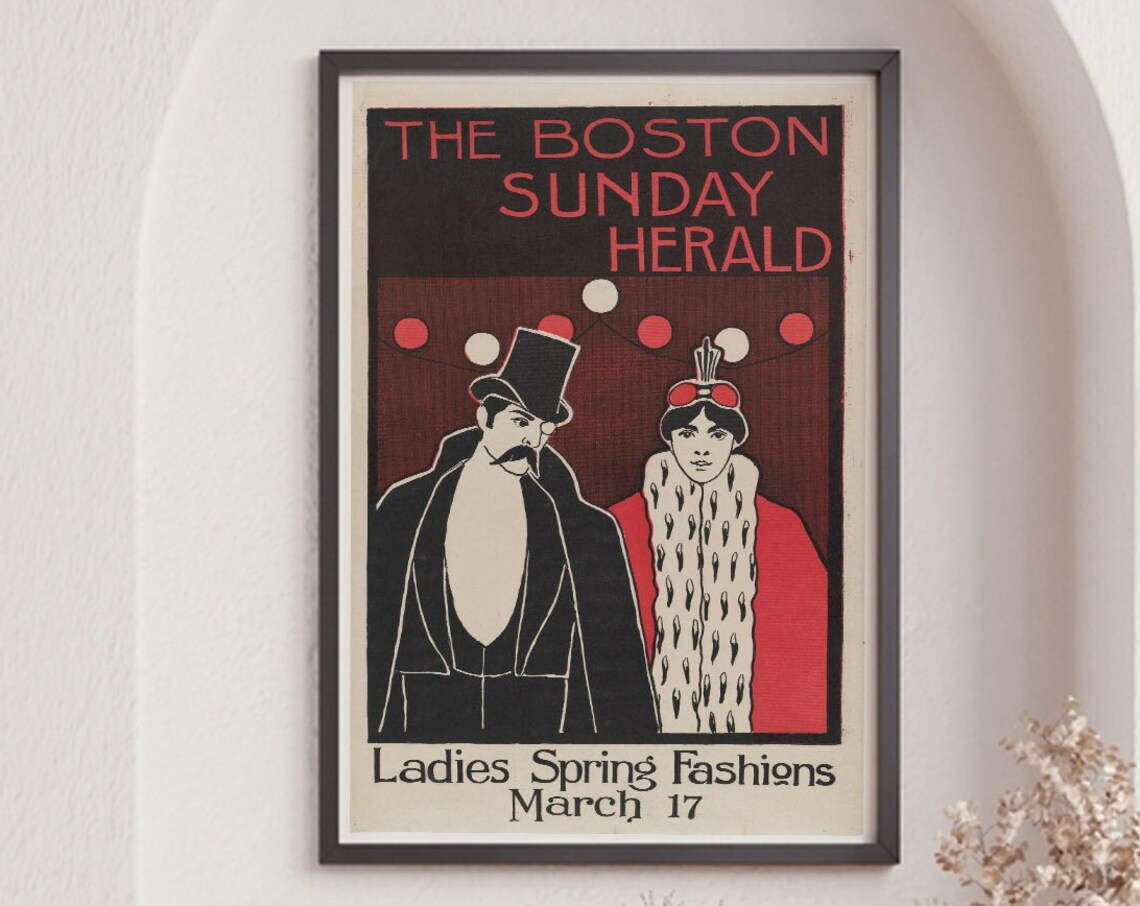 Boston Sunday Herald Art Deco Vintage Advertising Print