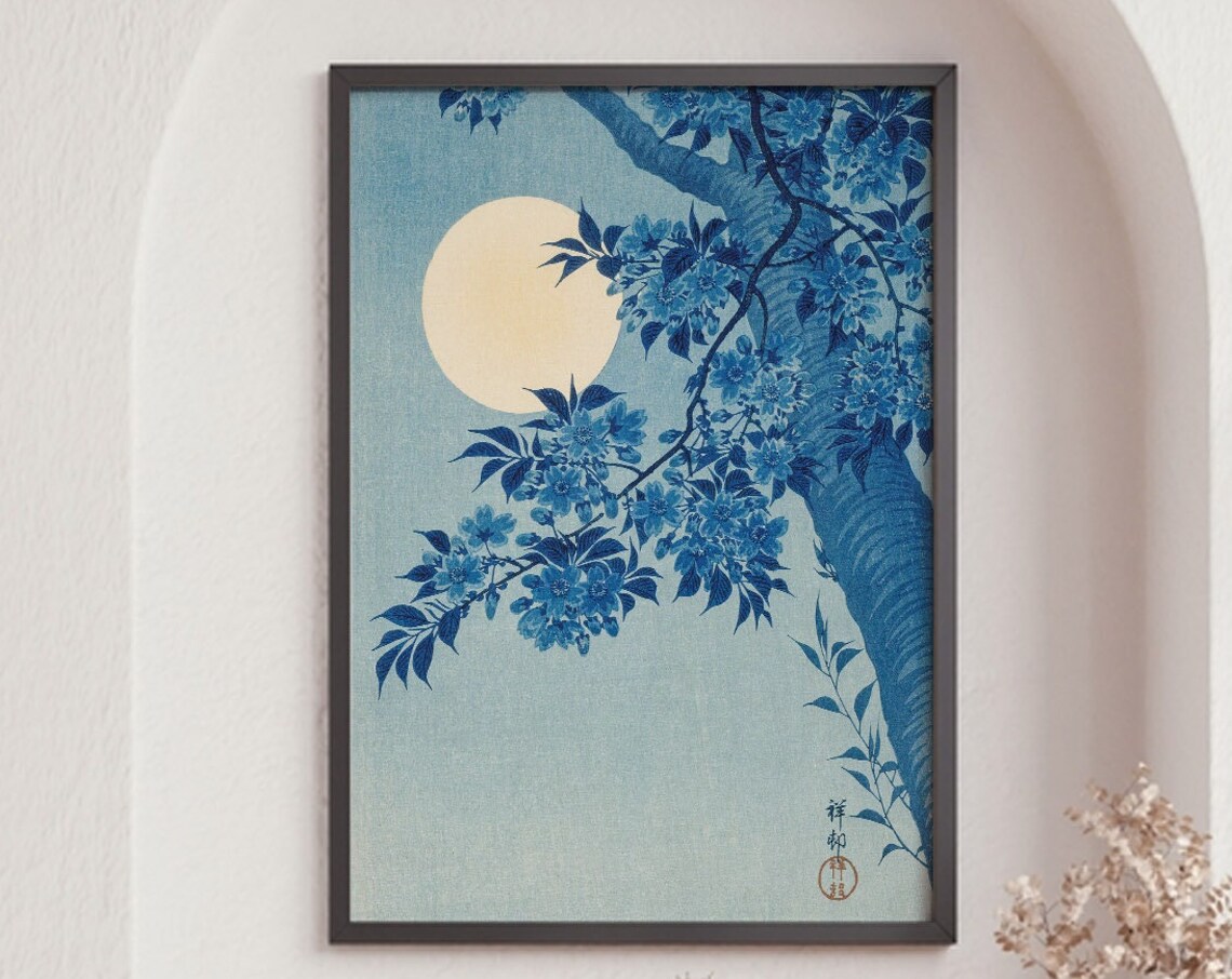 Ohara Koson Cherry Blossom Moonlit Night, Art Print