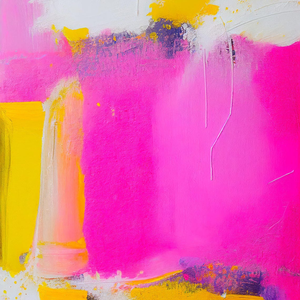 Fuchsia Pink Golden Yellow Brushstroke Dramatic Abstract Poster - Image 3