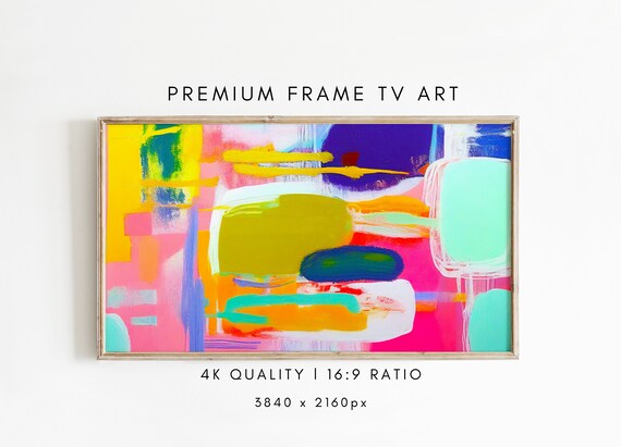 Colorful Abstract Tv Frame Art Vibrant For Frame Tv Bright Modern Art For Living Room Decor Bold Wall Design