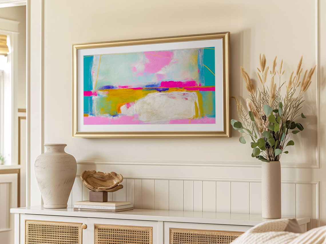 Pastel Color Block Abstract 4K 16:9 Frame TV Digital Art Print - Image 2