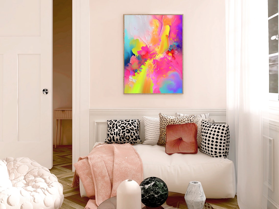 Soft Pastel Watercolor Abstract with Delicate Line Detail Poster - Image 2