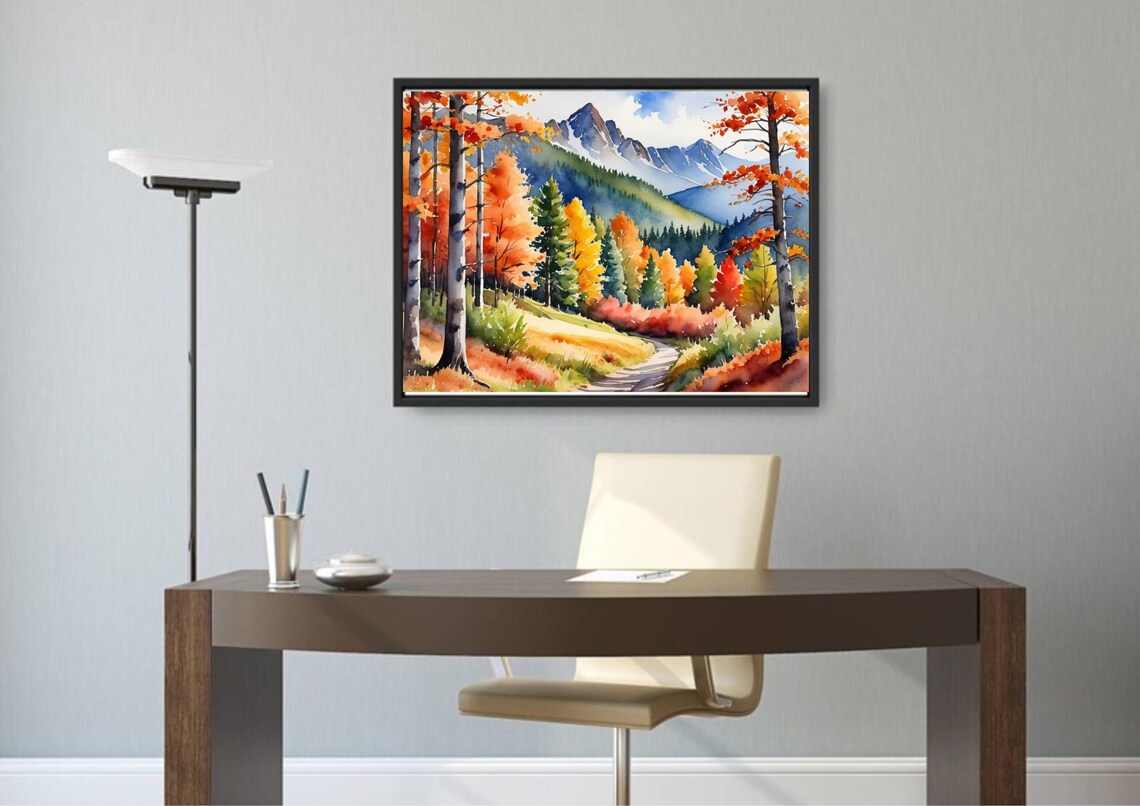 Aspen, Colorado Autumn Mountain Landscape Watercolor Art Print - Image 4