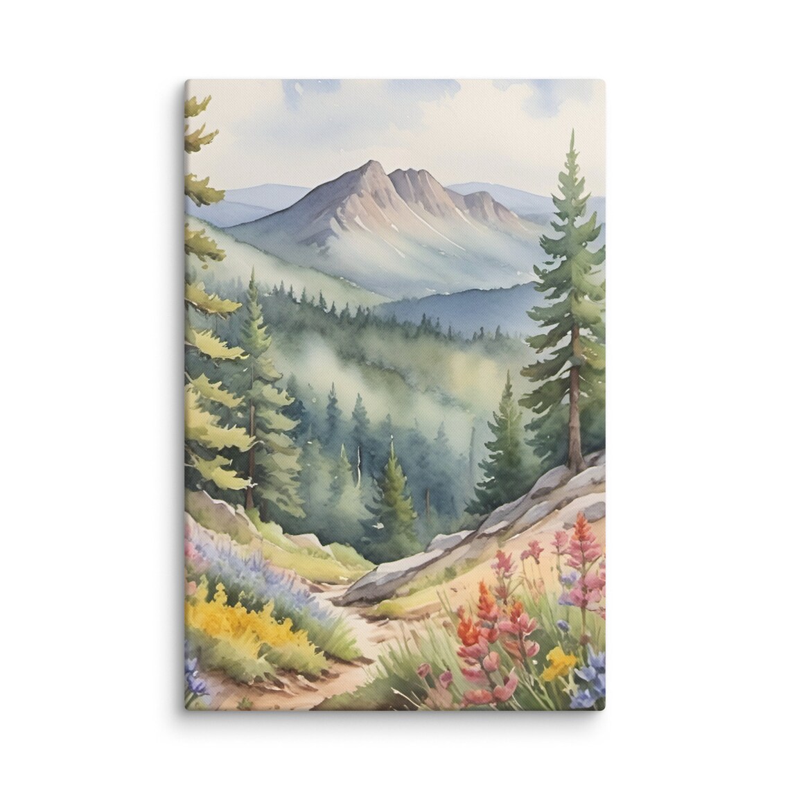 Rocky Mountain Wildflower Meadow Trail Watercolor Colorado Art Poster - Image 3