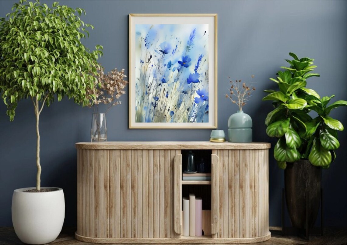 Cornflowers Watercolor Art Print, Botanical Poster - Image 3