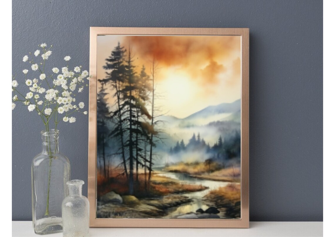 Appalachian Mountains Watercolor Landscape Art Print - Image 4