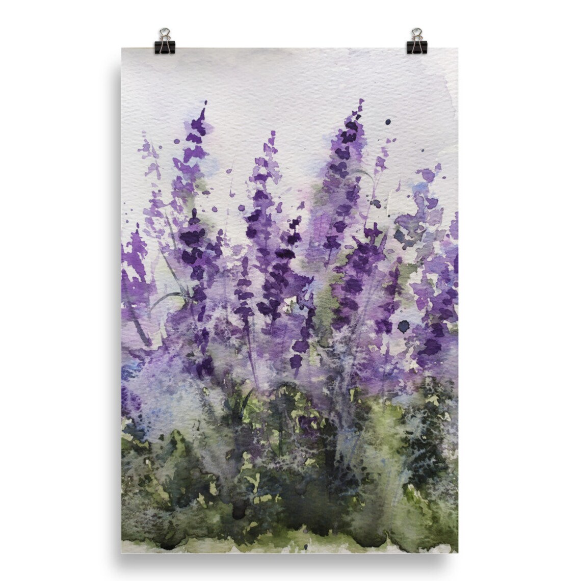 Lavender Watercolor Botanical Print, Purple Flowers - Image 2