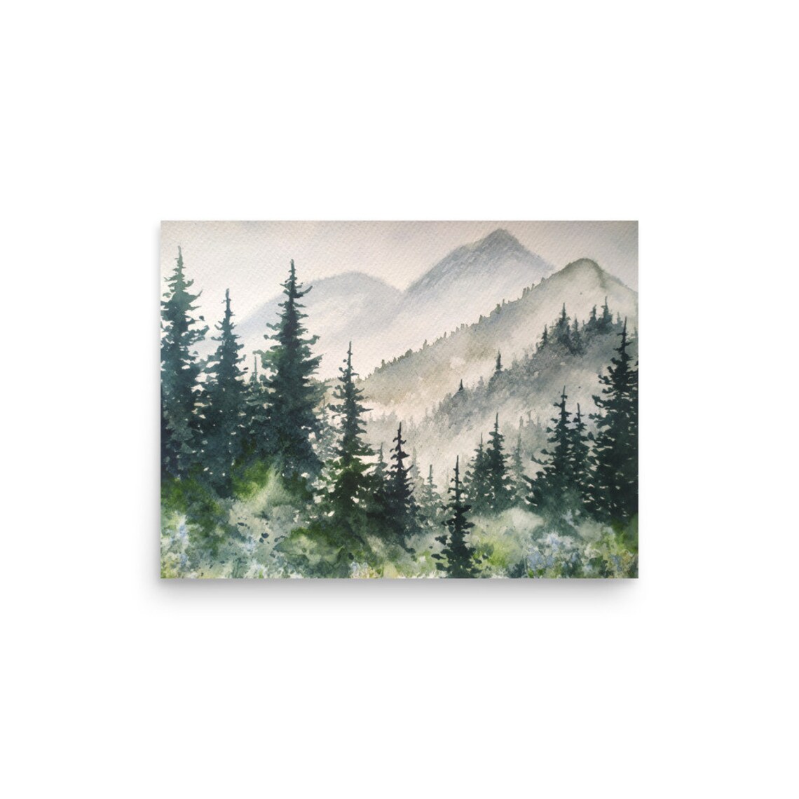 Appalachian Mountains Watercolor Art Print, Smoky Peaks - Image 3