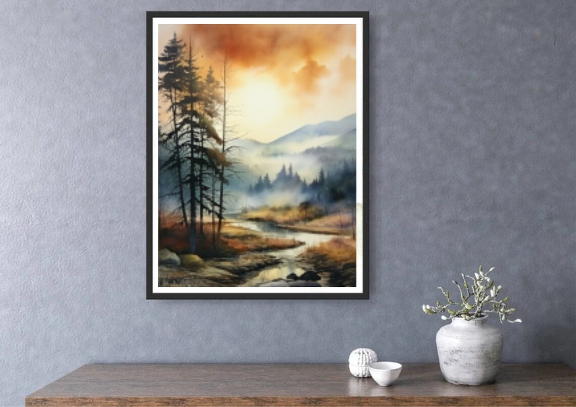 Appalachian Mountains Watercolor Landscape Art Print - Image 3
