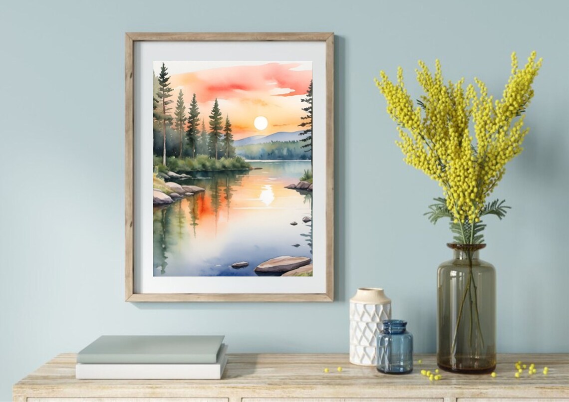 Big Bear Lake, California Watercolor Art Print - Image 2