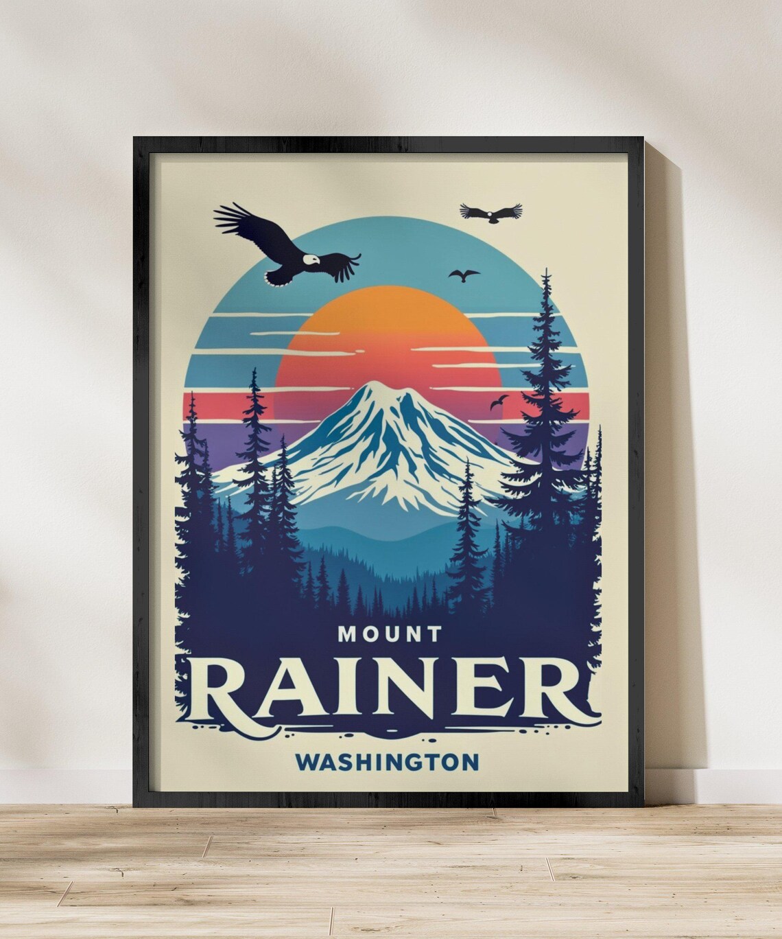 Mount Rainier Washington Bald Eagle Sunset Mountain Peak Poster - Image 2