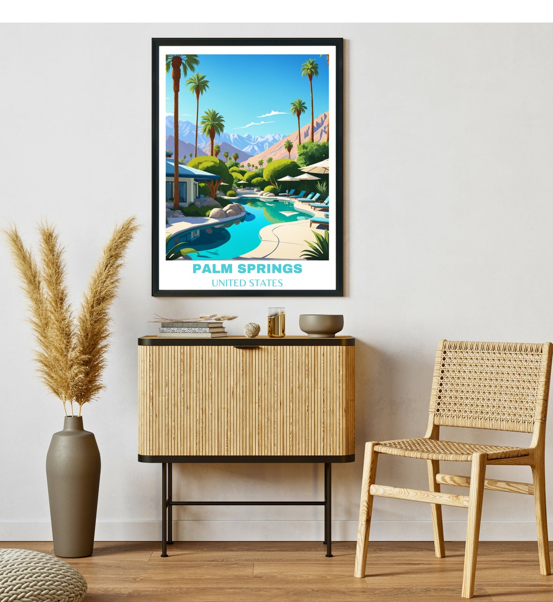 Palm Springs Desert Resort Pool Palms Mountain View Travel Poster - Image 2