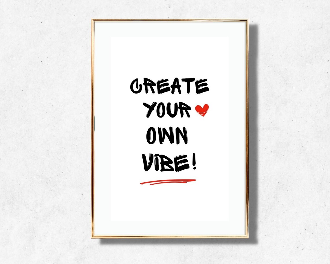 Create Your Own Vibe Quote Brush Lettering Red Heart Trendy Poster - Image 4