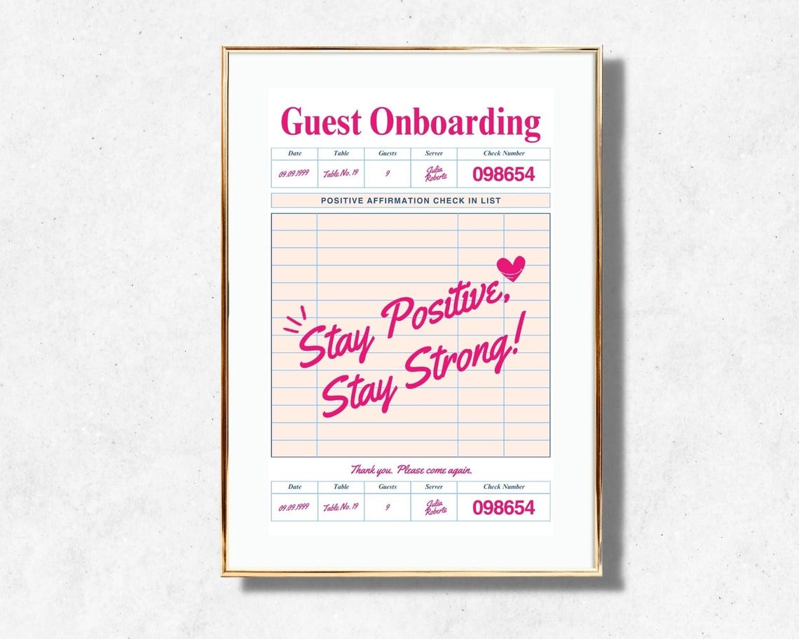 Stay Positive Stay Strong Guest Check Receipt Pink Fun Quote Poster - Image 3