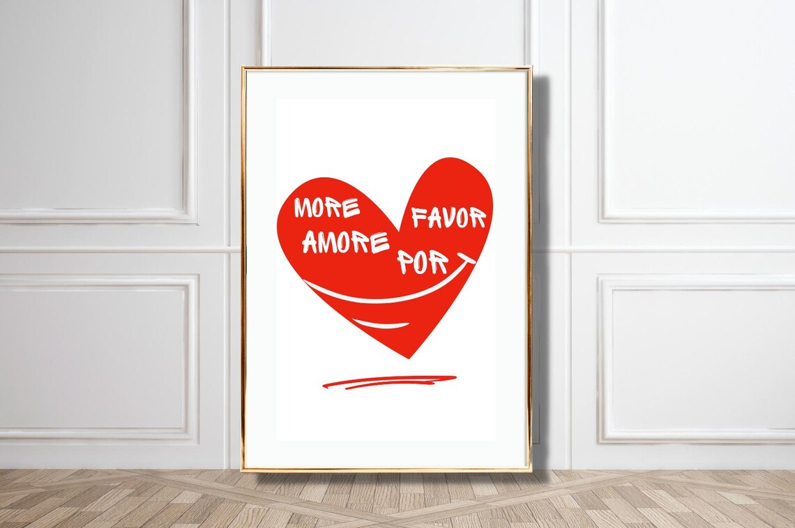 More Amore Por Favor Red Heart Italian Love Sweet Romantic Poster