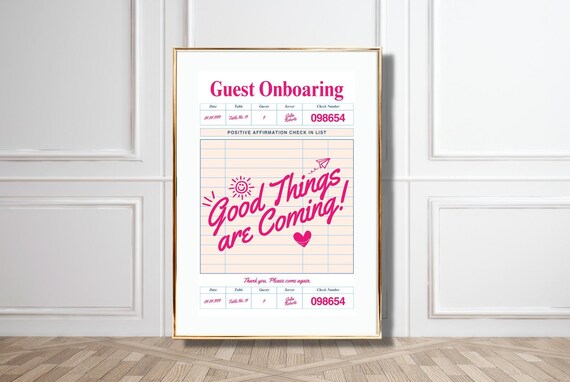 Good Things Are Coming Guest Check Receipt Pink Affirmation Poster
