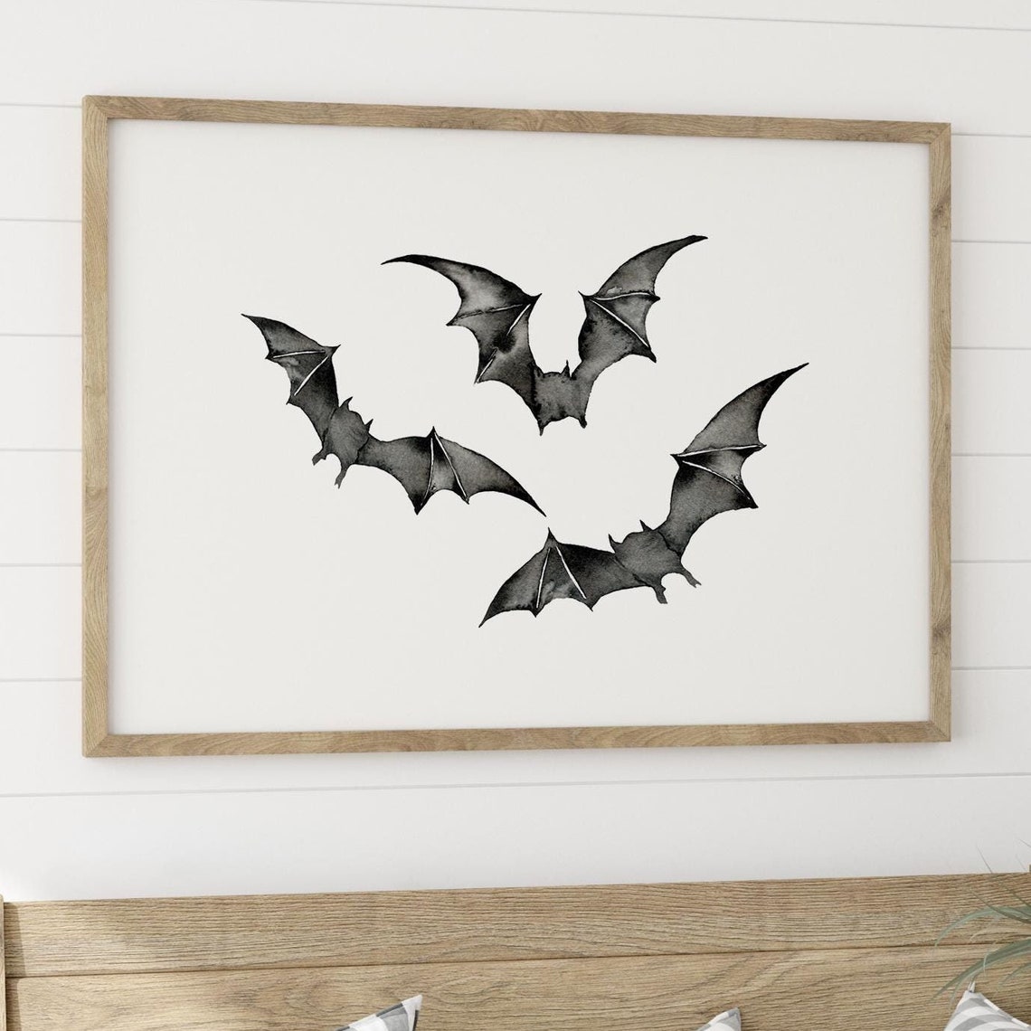 Three Watercolor Flying Bats Halloween Spooky Gothic Decor Poster - Image 3