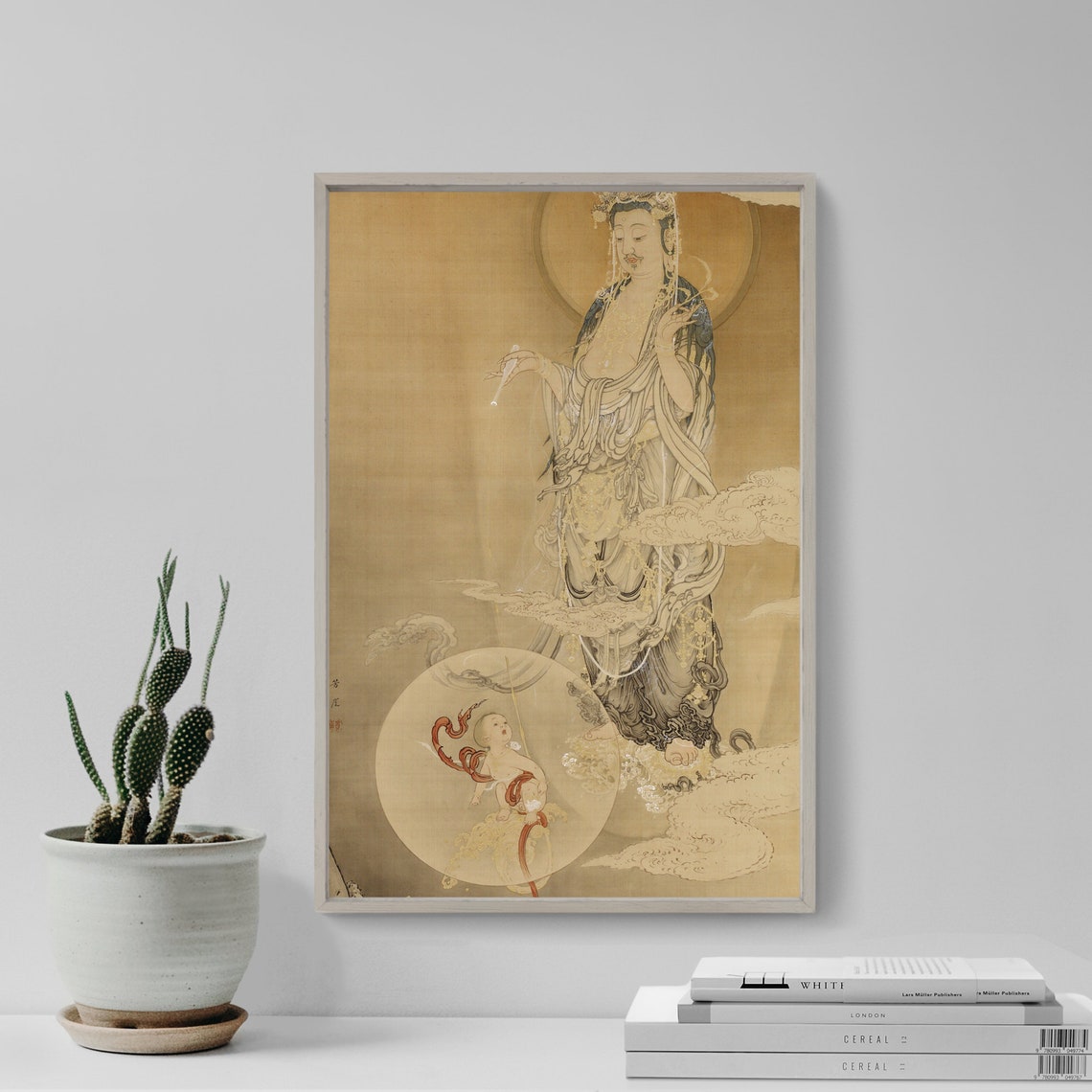 Kano Hogai God And The Baby And The Umbilical Cord 1883 Painting Photo Poster Print Art Gift Museum Giclee Japanese Japan Ukiyo E
