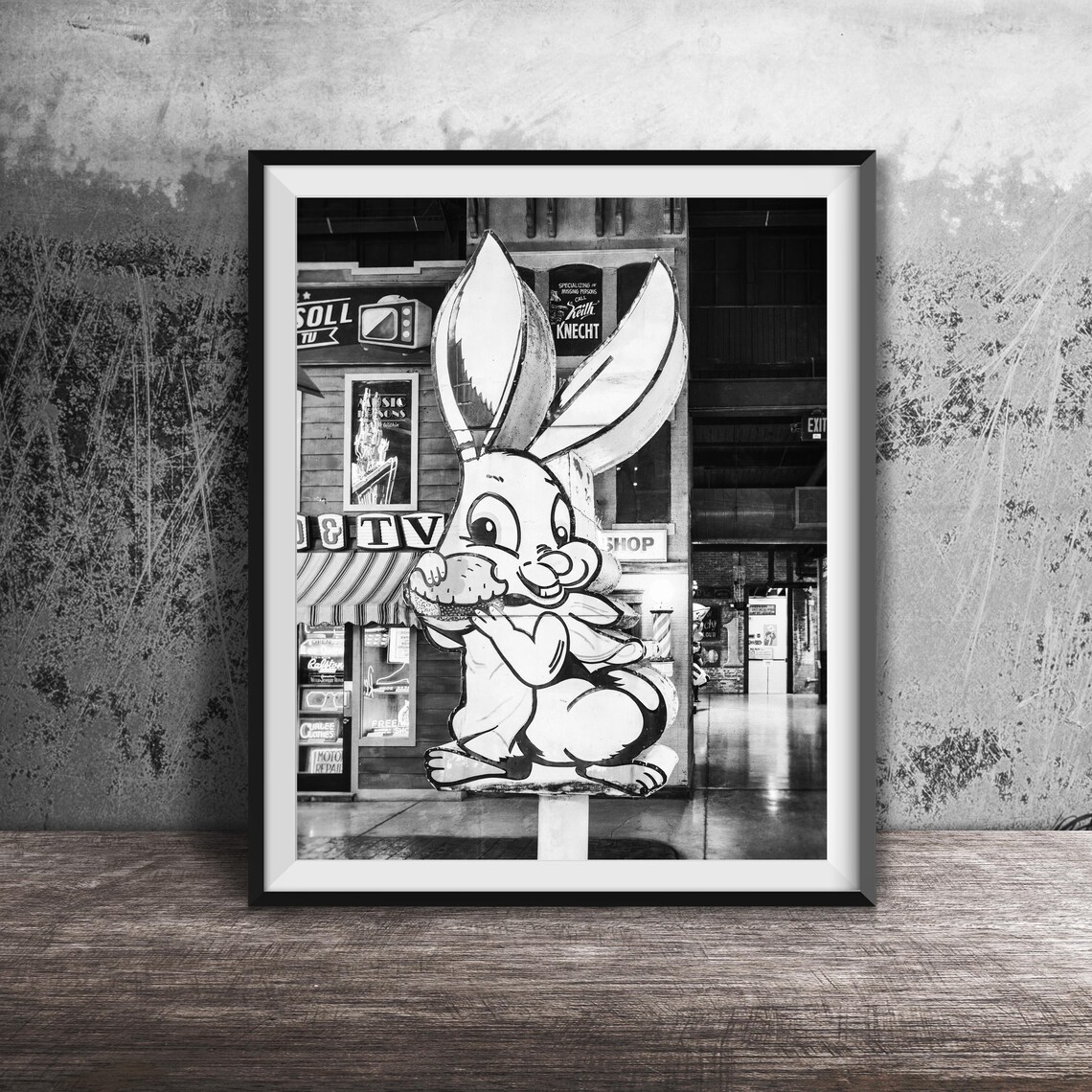 Giant Bunny Eating Burger Statue Sign Funny Animal Photo Poster - Image 2