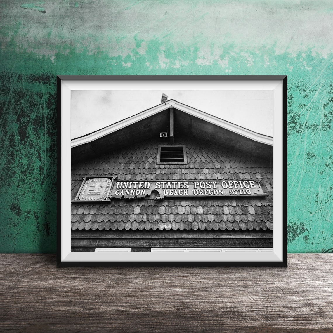 Cannon Beach Oregon Rustic Wooden Post Office Gable Sign Poster - Image 2