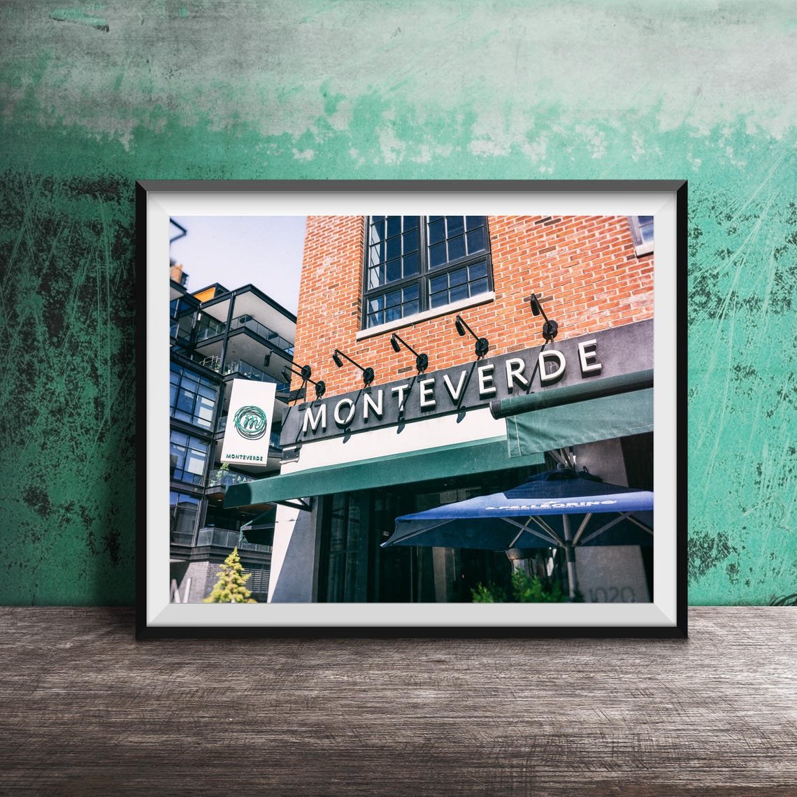 Monteverde Restaurant Green Awning Storefront Photography Poster