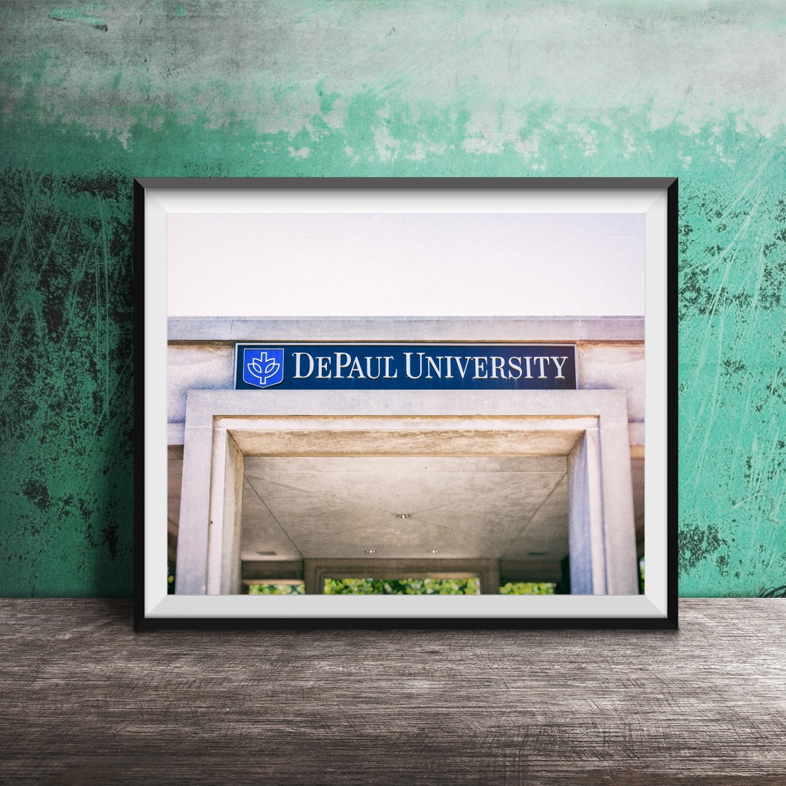 DePaul University Stone Entrance Sign Lincoln Park Chicago Poster