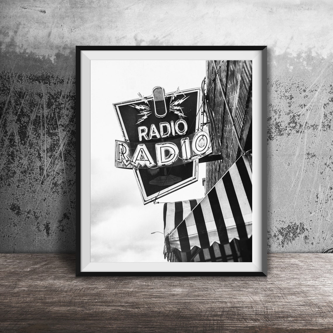 Radio Radio Indianapolis Retro Neon Microphone Sign Photo Poster - Image 2