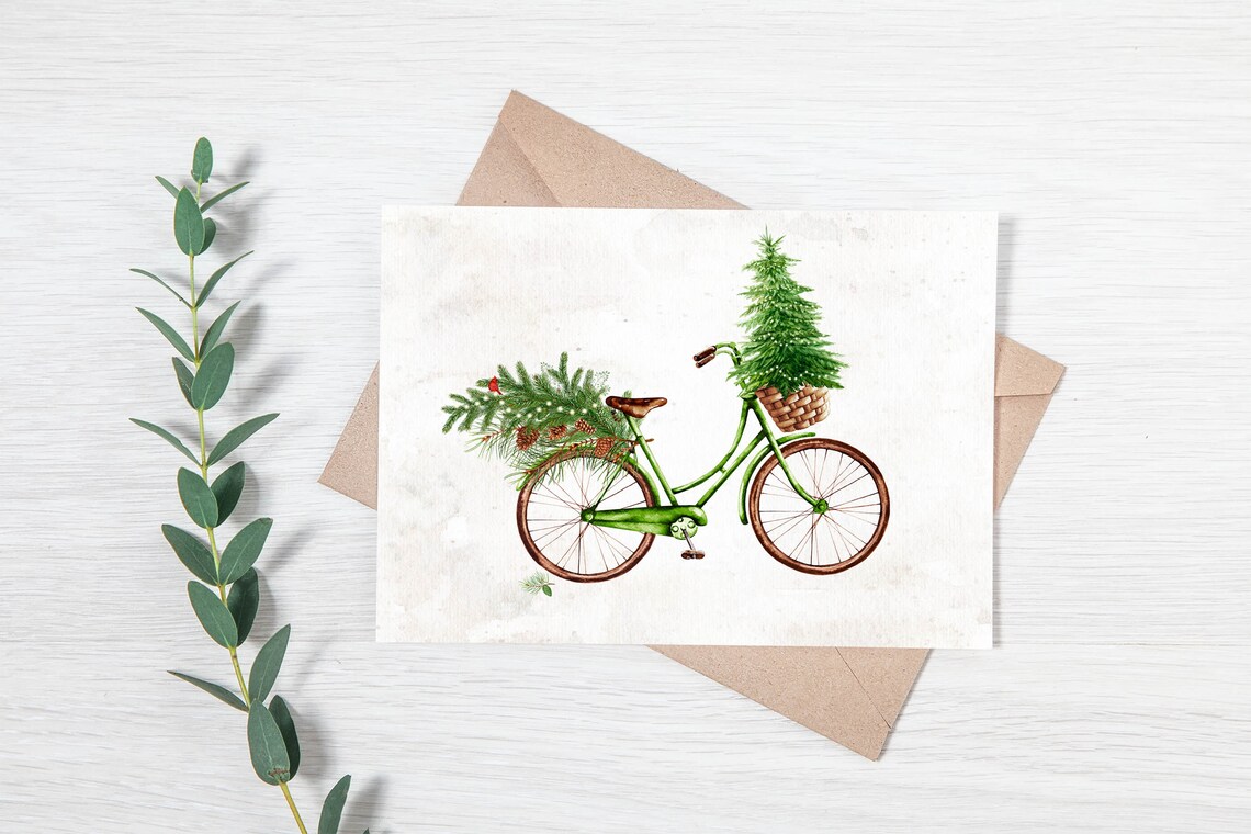 Christmas Bicycle Winter Rustic Holiday Art Print - Image 3
