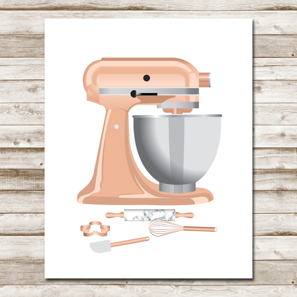 Rose Gold Stand Mixer Kitchen Baking Tools Minimalist Cooking Poster - Image 4