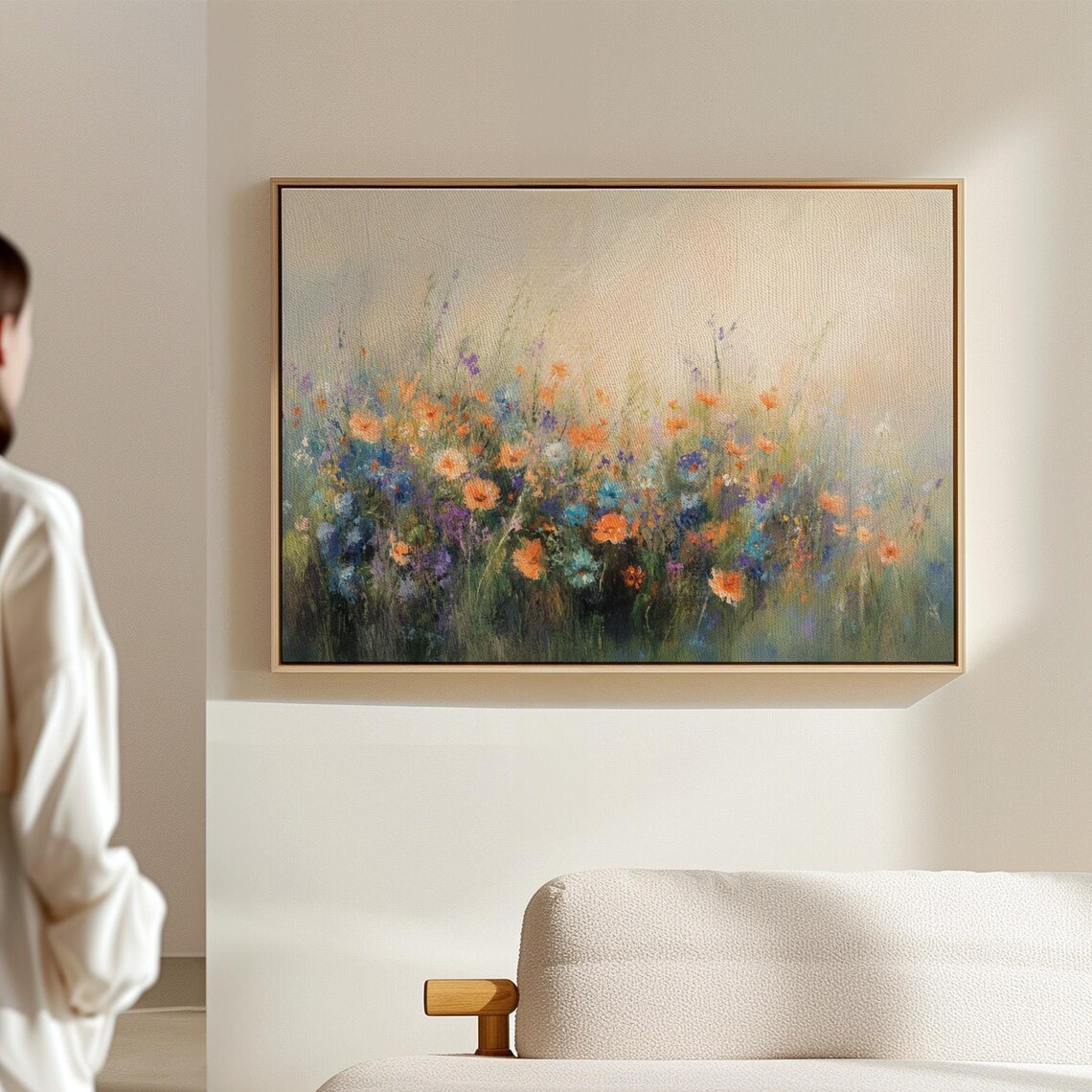 Soft Pastel Wildflower Meadow Orange Purple Blue Blooms Dreamy Poster