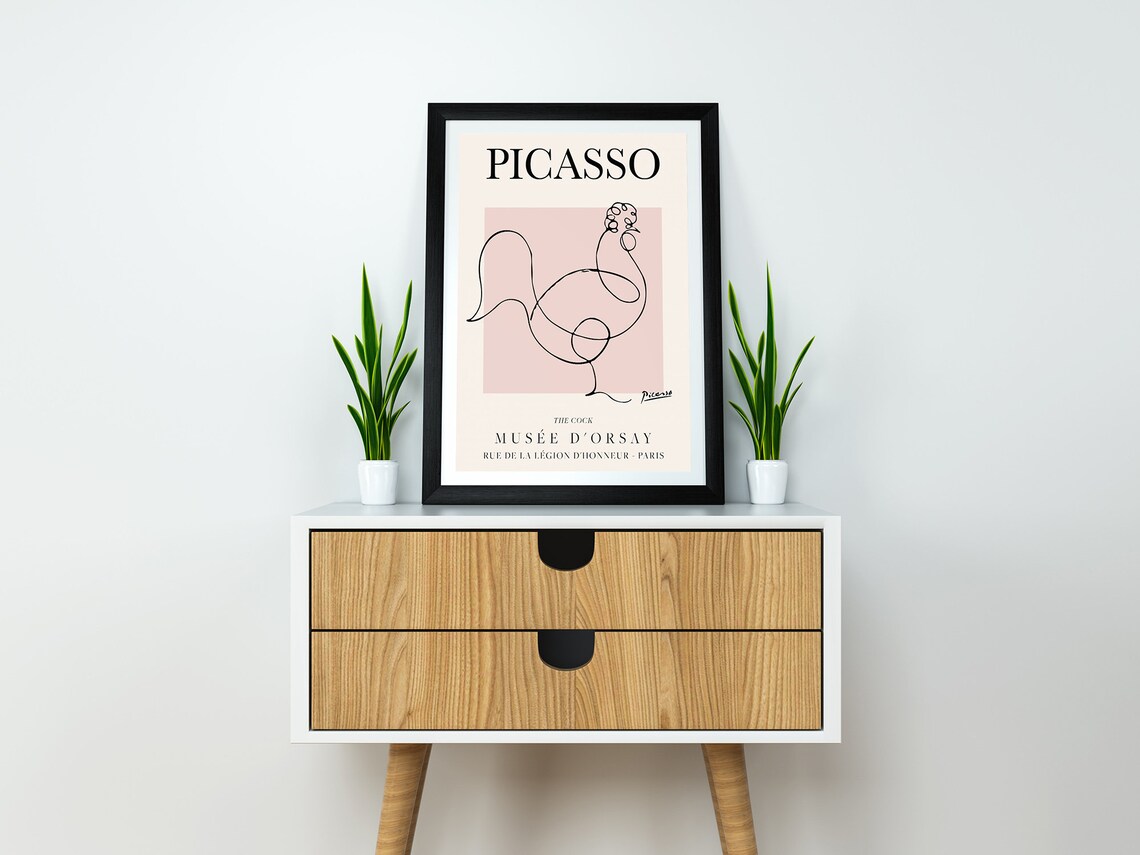 Picasso The Cock Vintage Line Art Poster - Image 2