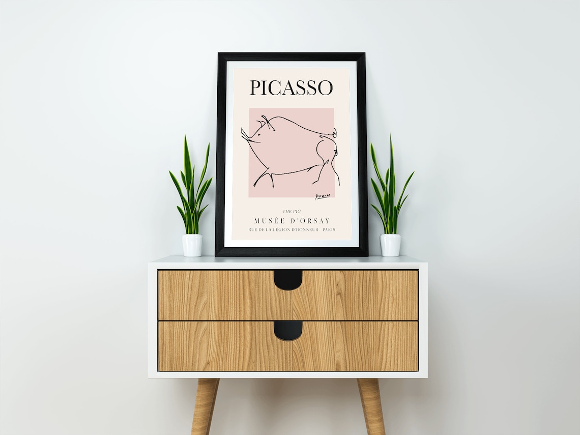 Picasso The Pig Exhibition Vintage Line Art Poster - Image 2