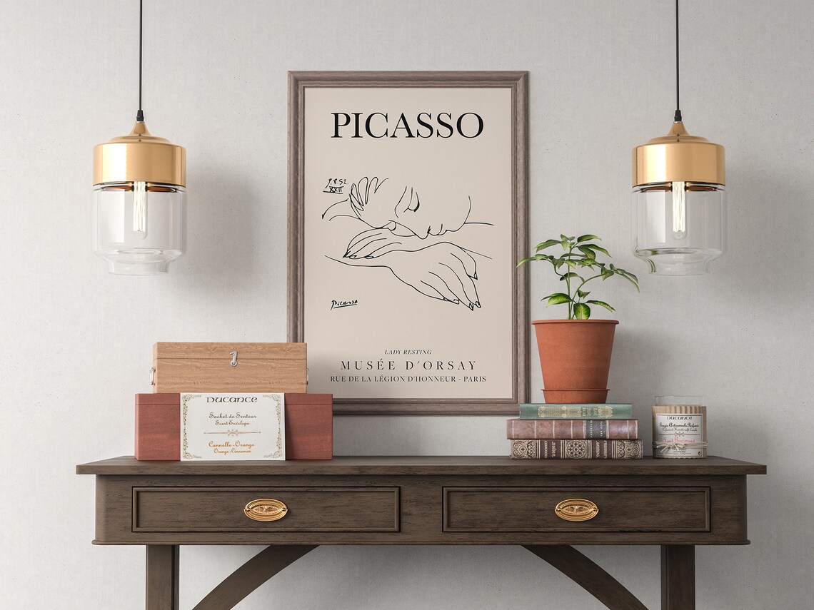 Picasso Lady Resting Vintage Line Art Poster - Image 4