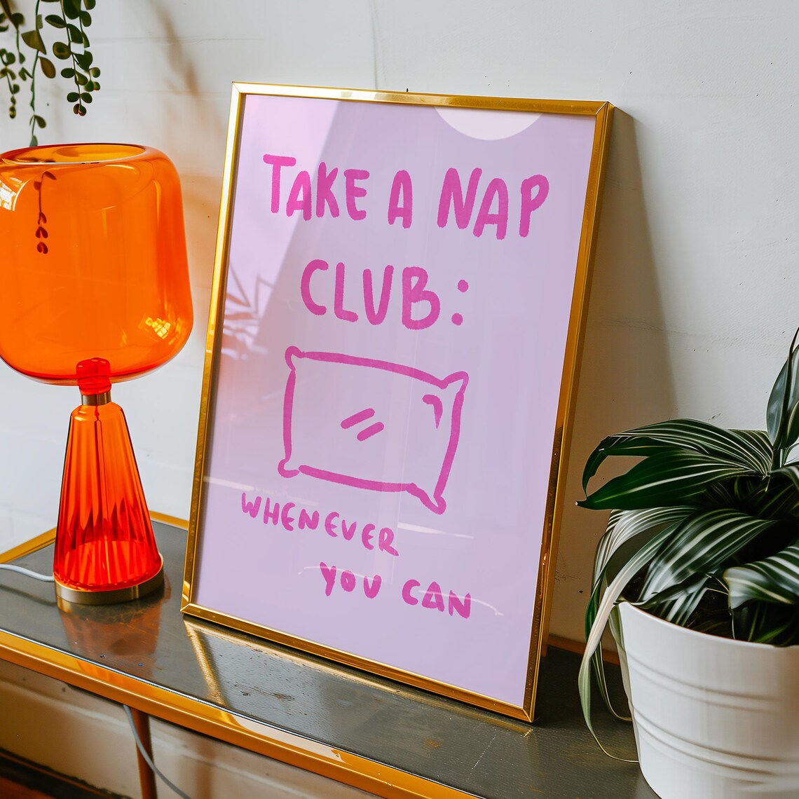 Take A Nap Club, Playful Typography Art Print
