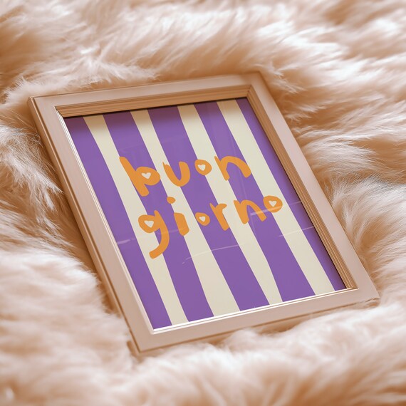 Buon Giorno Striped Italian Good Morning Colorful Typography Poster