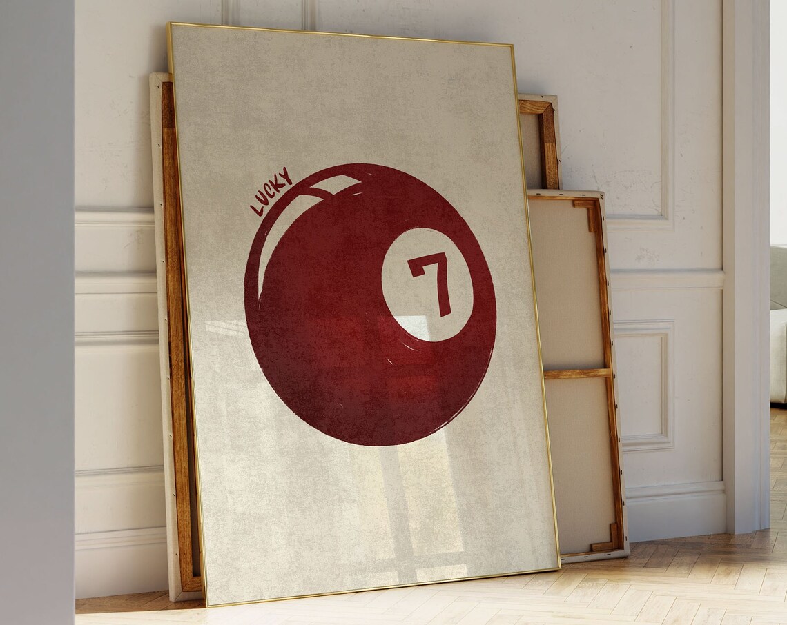 Vintage 8 Ball Art Print, Bar Cart Decor