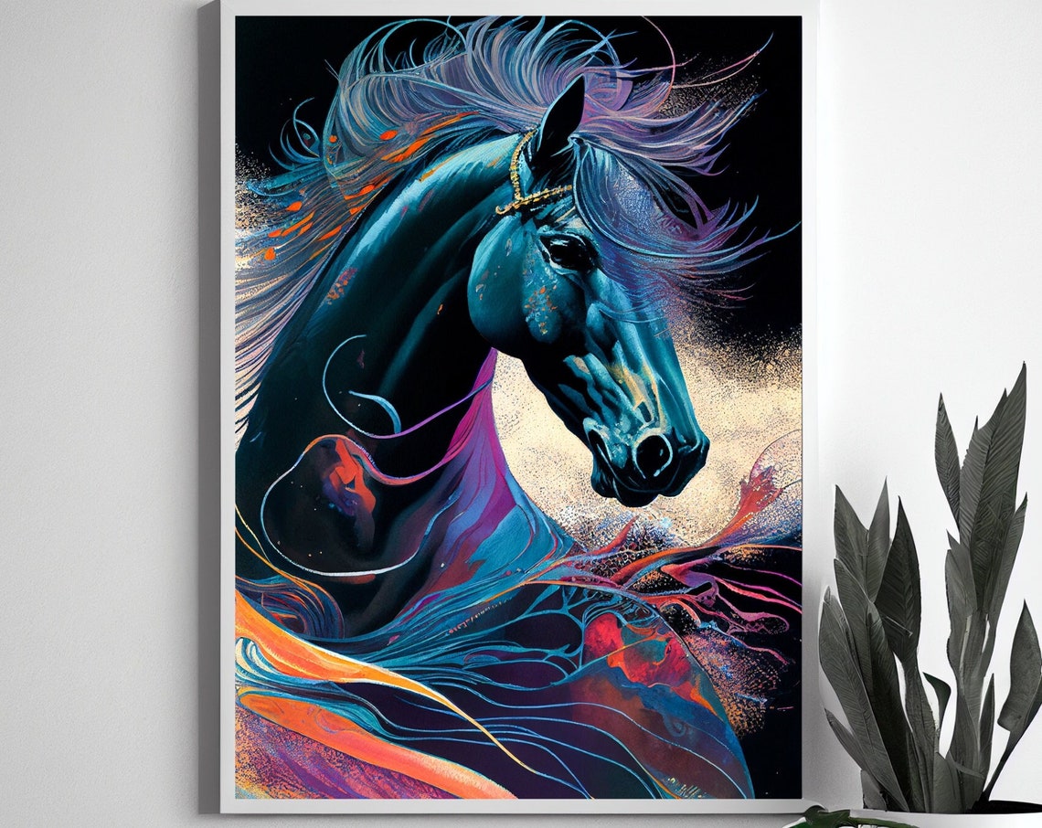 Horse Wall Art Home Decor Horse Poster Horse Painting Abstract Horse Art Horse Abstract Artwork Living Room Horse Print - Image 2