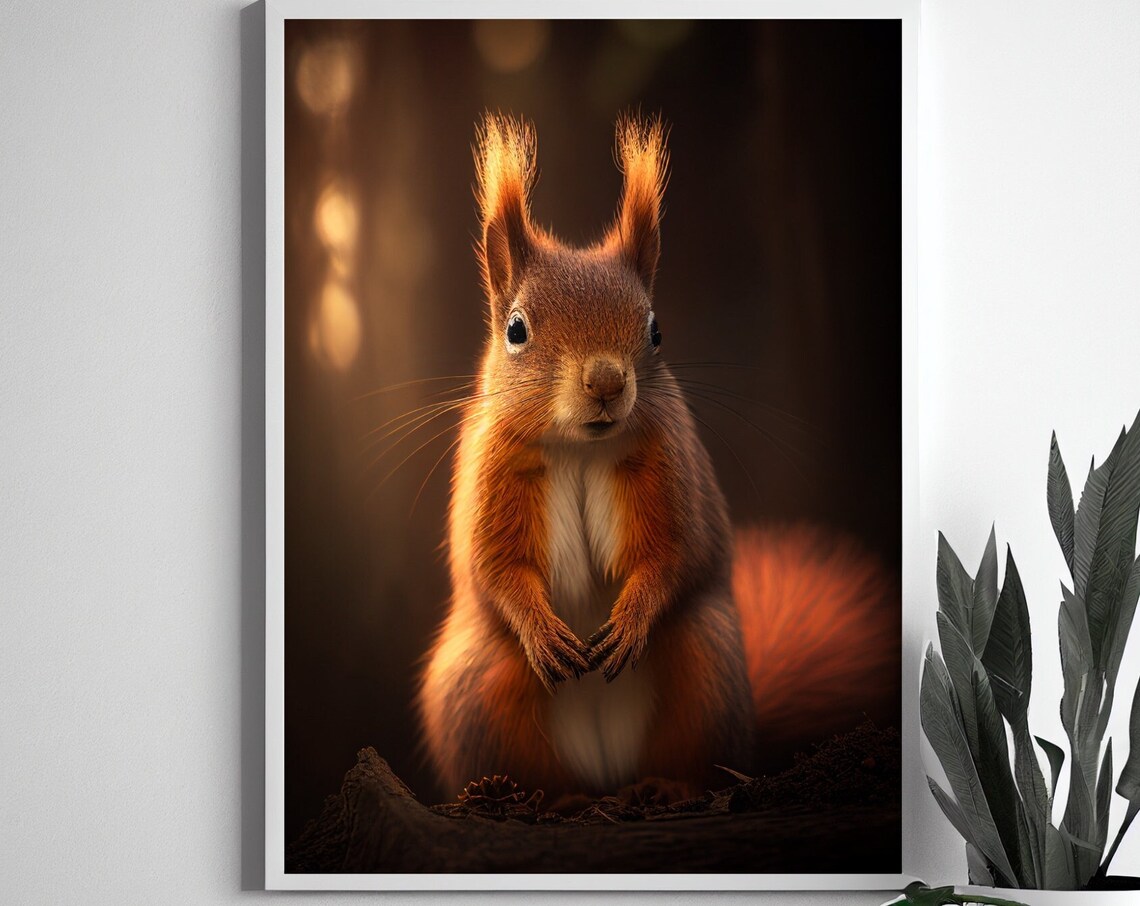 Red Squirrel Portrait Art Print, Wildlife Decor - Image 2