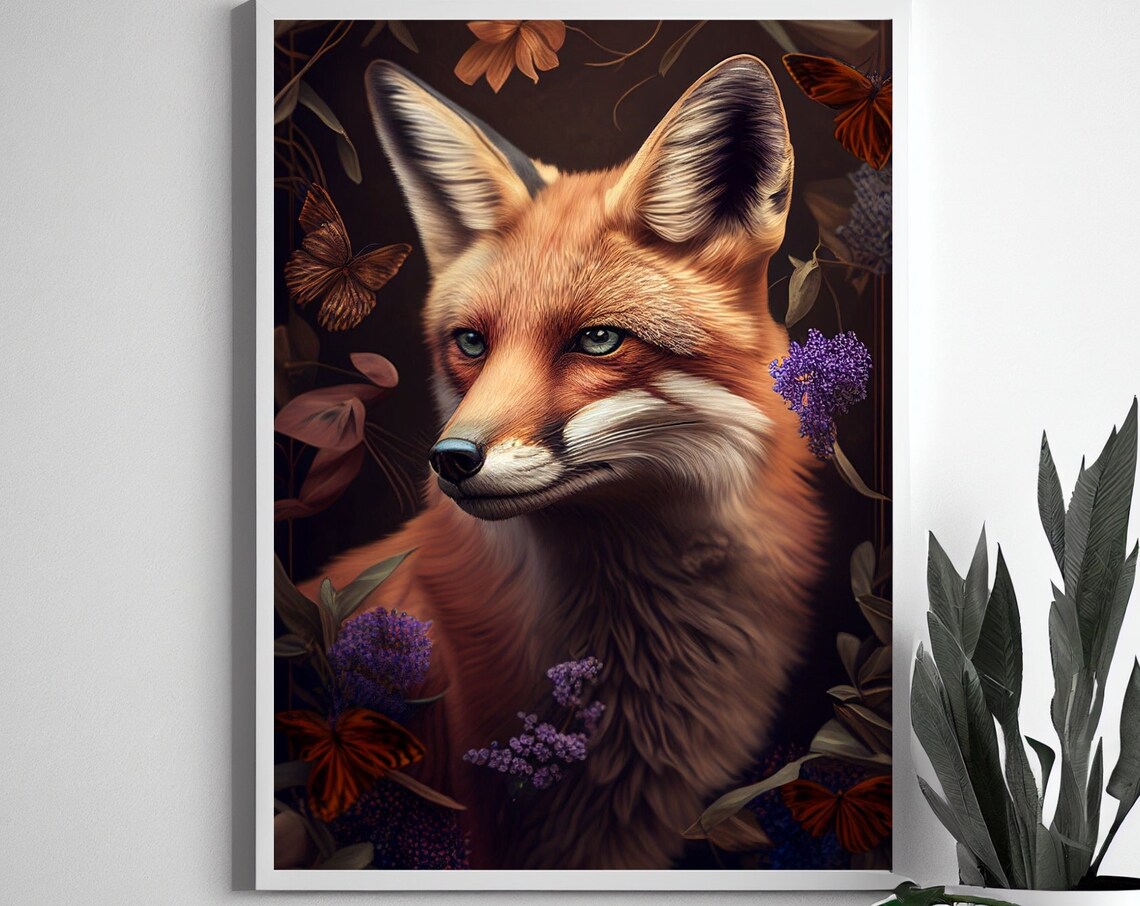 Red Fox Animal Wall Art Print, Fox Painting - Image 2