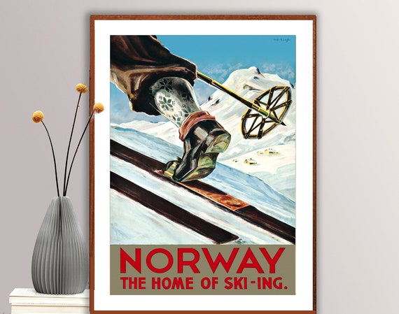 Norway Vintage Travel Poster, Europe Wall Decor