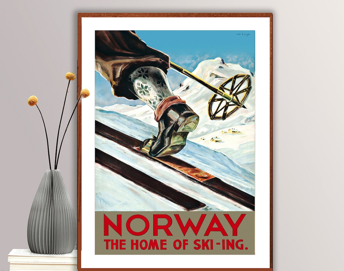 Norway Vintage Travel Poster, Europe Wall Decor