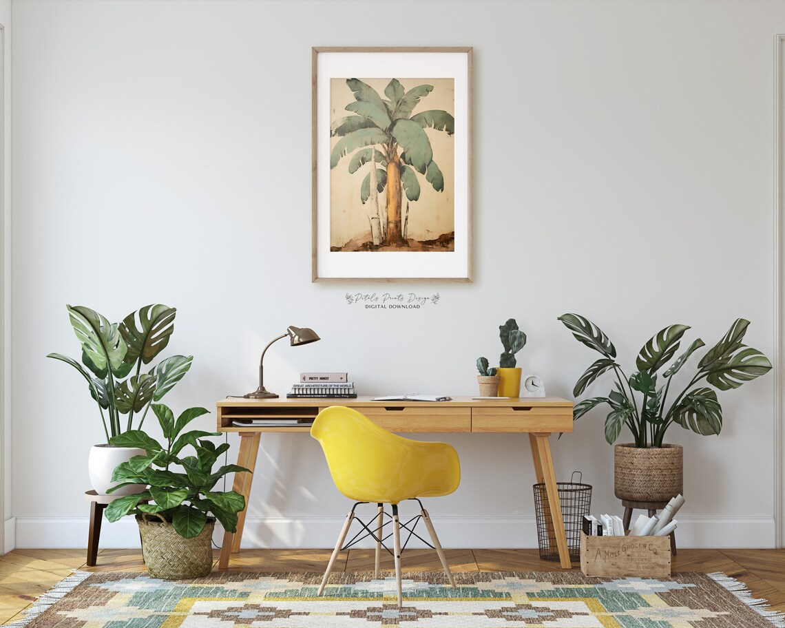 Banana Tree Sage Green Leaves Watercolor Tropical Botanical Poster - Image 2