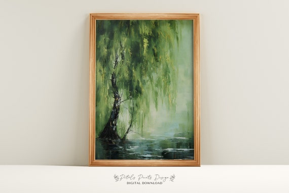 Tree Emerald Art Print Vintage Oil Painting Cottagecore Wall Art Decor Farmhouse Print Garden Art Print 2024