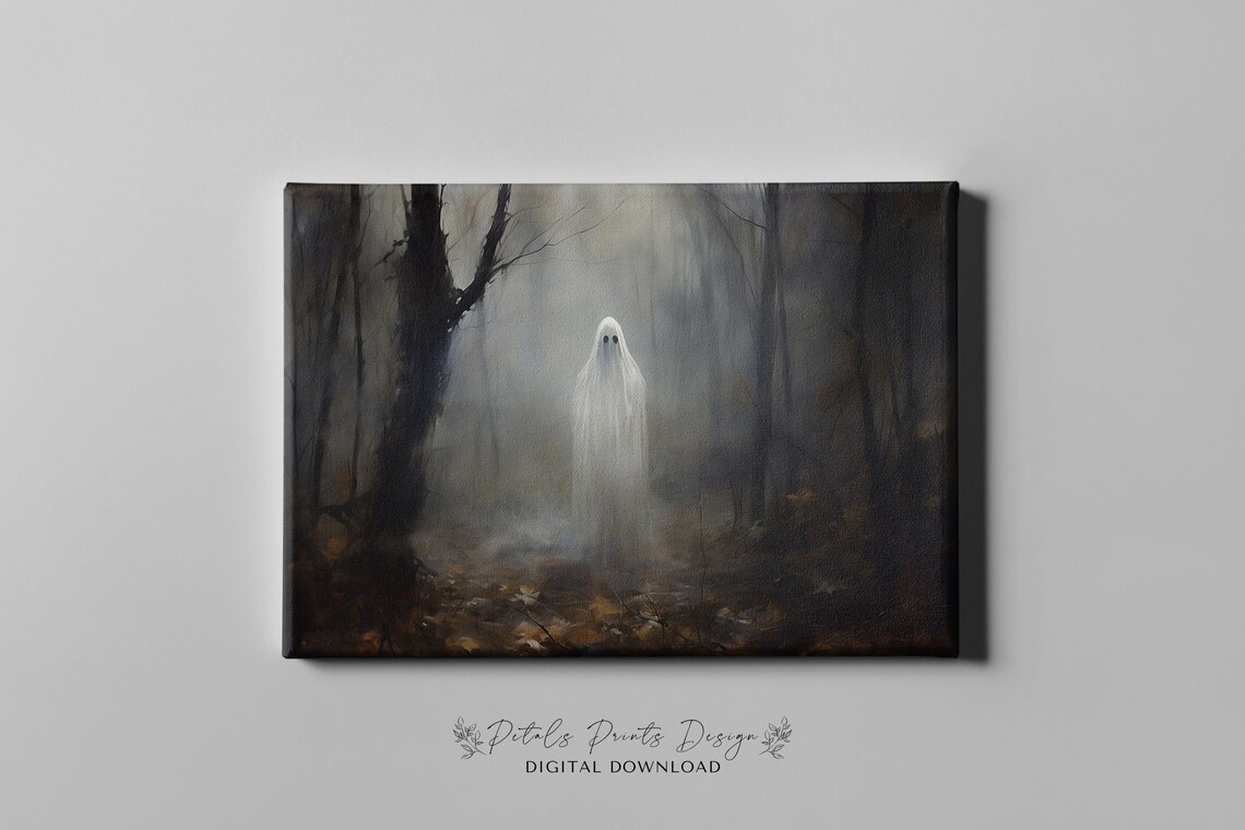 Vintage Ghost Halloween Rustic Art Print - Image 3