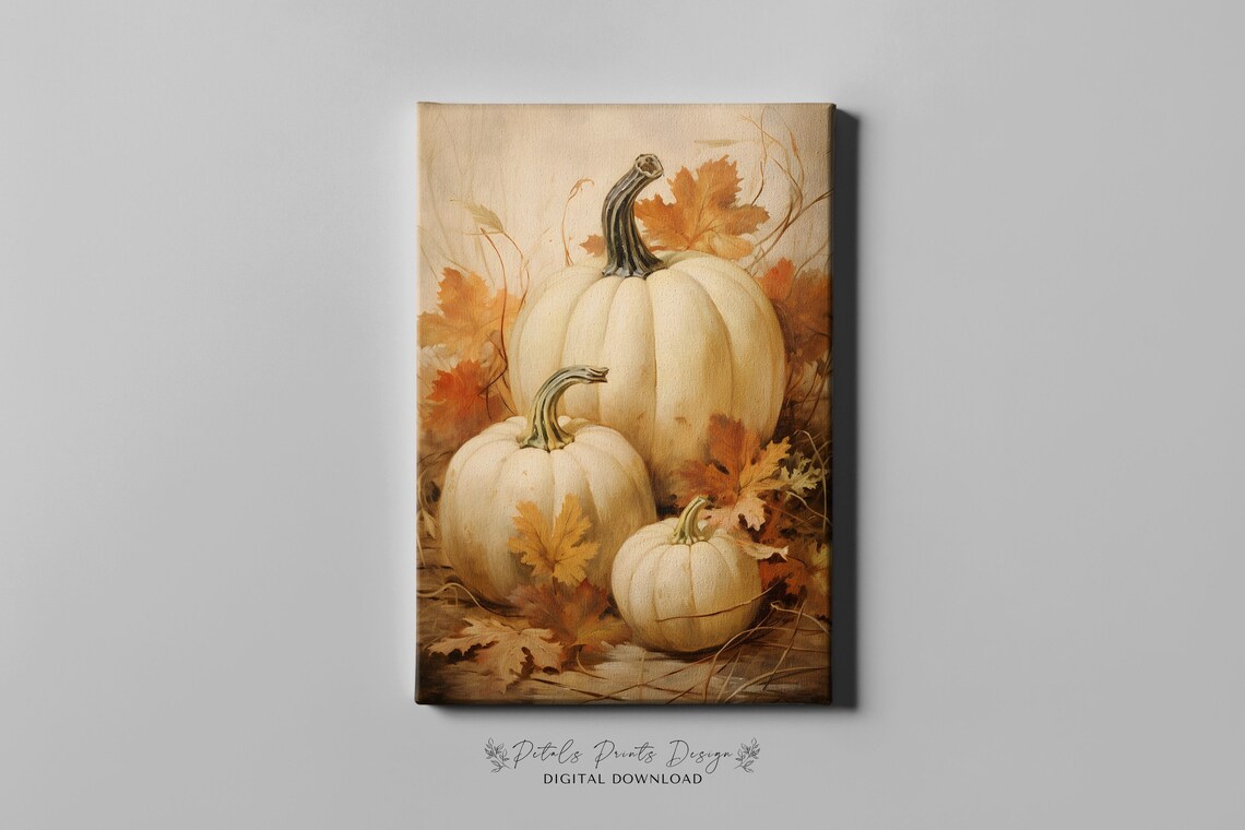 Pumpkin Still Life Vintage Autumn Wall Print - Image 2