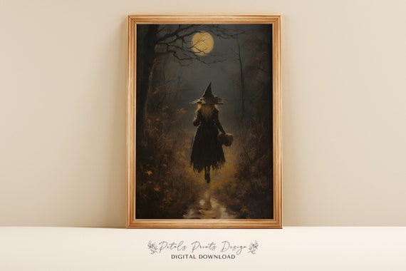 Witchy Halloween Rustic Vintage Art Print