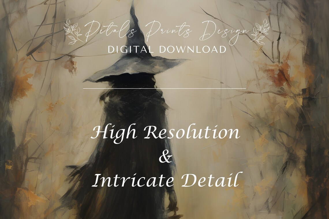 Vintage Witch Halloween Print, Rustic Decor - Image 3